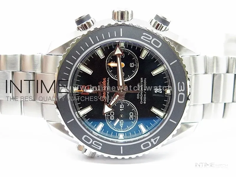 Planet Ocean 45mm Black Bezel/Orange Number SS BP 1:1 Best Edition on SS A7750