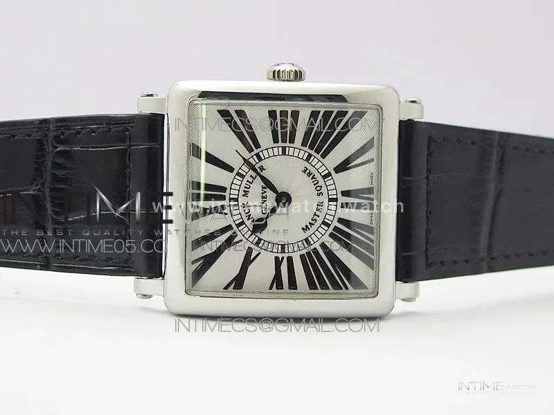 Master Square SS Ladies ZF 1:1 Best Edition White Roman Dial on Black Leather Strap Ronda Quartz