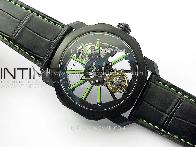 Octo 102910 PVD AXF Best Edition Skeleton Dial on Brown Leather Strap Asian BVL206 Tourbillon Movement