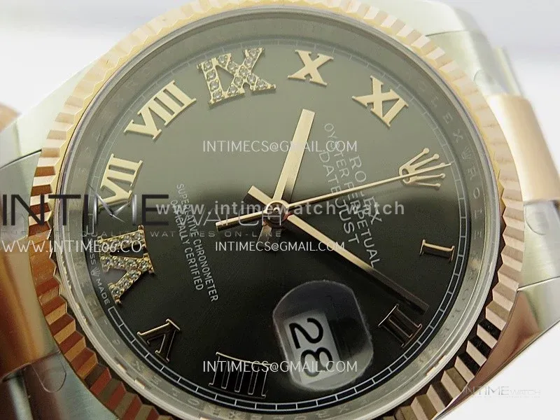 DateJust 126233 36mm 904L SS/RG ONE Factory 1:1 Best Edition Gray Dial Roman Diamond Marker On Oyster Bracelet DD3235