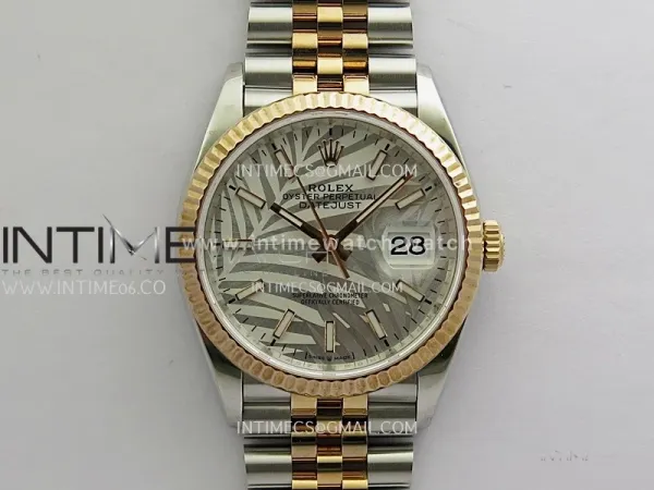 DateJust 36 SS 126231 904L SS/RG VSF 1:1 Best Edition Silver Palm Motif Dial Stick Markers on Jubilee Bracelet VS3235