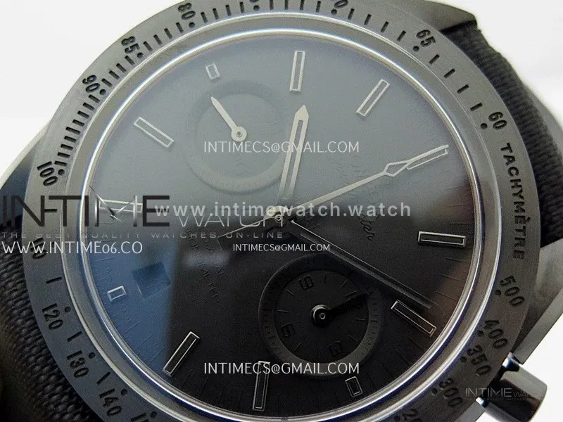 Speedmaster "Dark Side of The Moon" Real Ceramic N1F 1:1 Best Edition Vintage Black Dial on Black Nylon Strap A9300