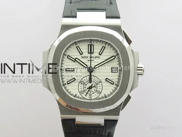 Nautilus 5980/1A-019 White Dial in Steel on Leather Strap