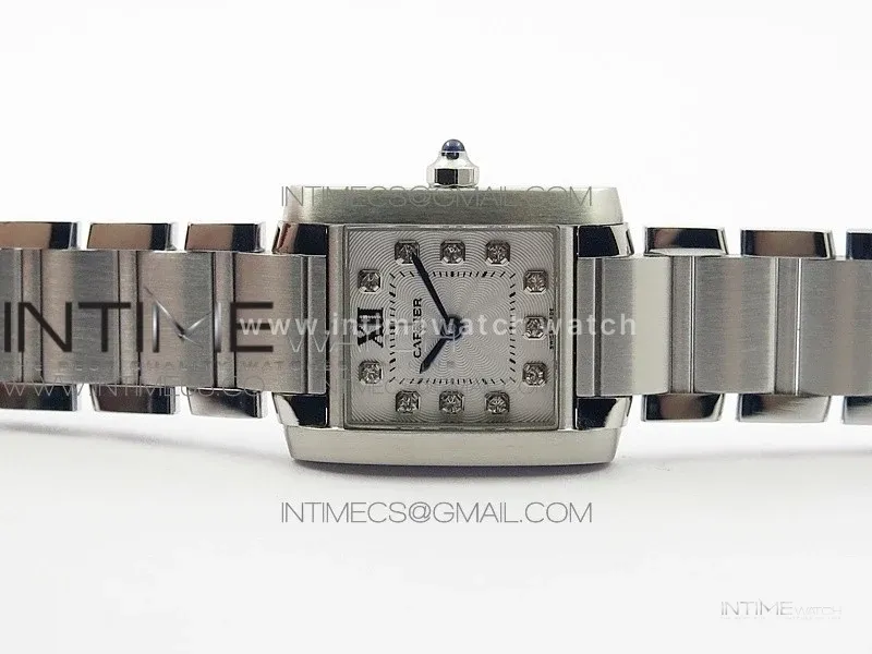 Tank Francaise Ladies 25mm SS 8848F 1:1 Best Edition White Dial Diamond Markers on SS Bracelet Ronda Quartz