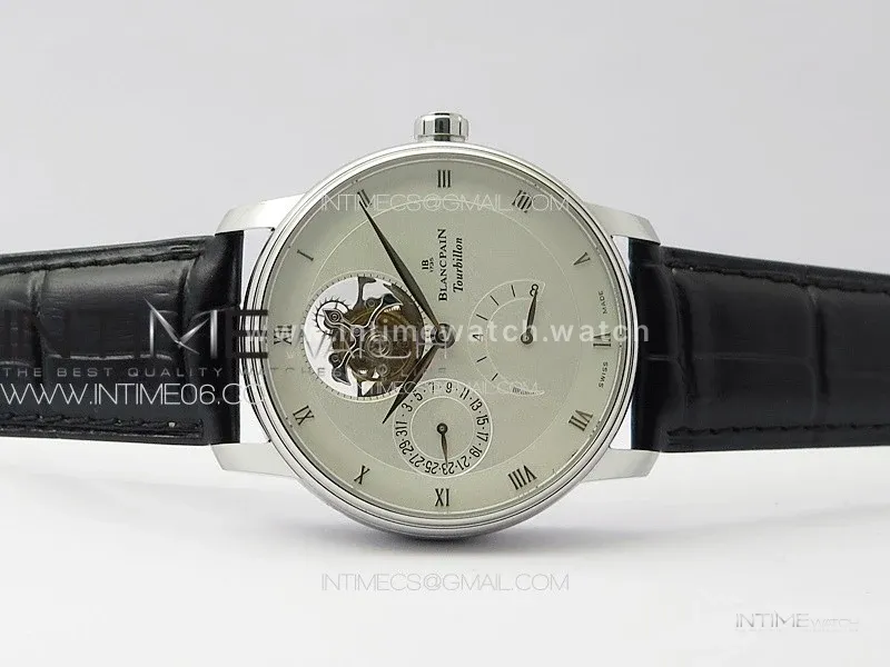 Villeret Tourbillon SS Real PR YSF Best Edition White Dial on Black Leather Strap