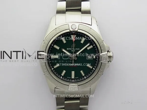 Avenger Chronometer 42mm SS BLSF 1:1 Best Version Green Dial On SS Bracelet A2824