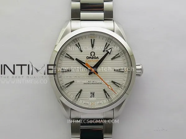 Aqua Terra 150M Master Chronometers N1F Best Edition White Textured Dial Orange Second Hand on SS Bracelet A8900