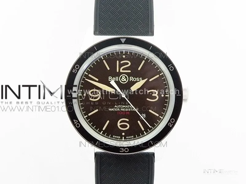 Vintage BR123 SS Brown Dial on Black Rubber Strap MIYOTA 9015
