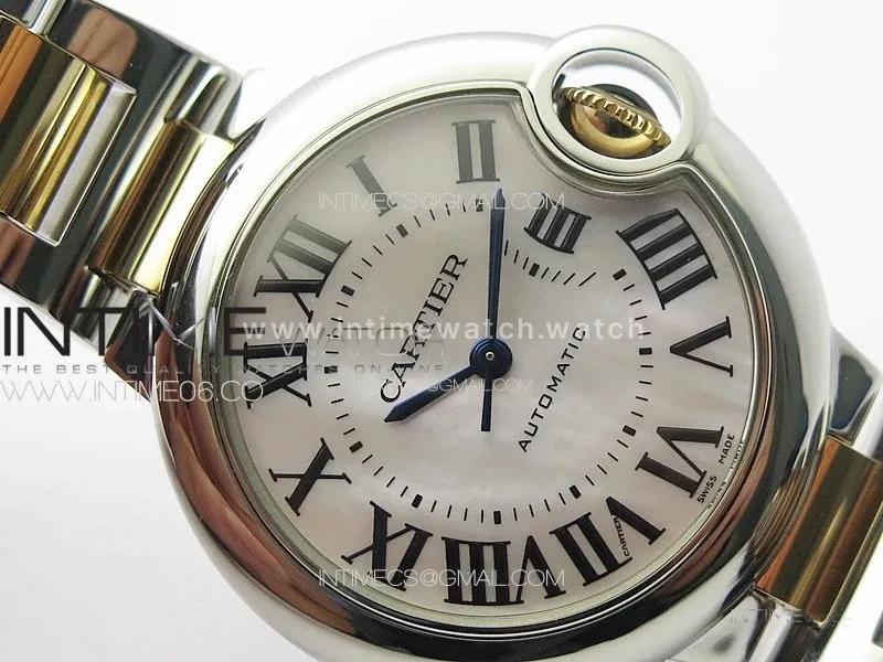 Ballon Bleu 33mm SS/RG 3KF 1:1 Best Edition White MOP Dial on SS Bracelet A076