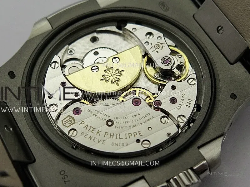 Nautilus 5724G SS/T Diamonds PPF 1:1 Best Edition Blue Dial on Black Leather Strap A240 Super Clone