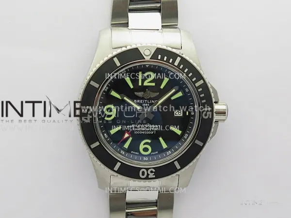 SuperOcean Automatic 44mm TF 1:1 Best Edition Black Dial Black Bezel on SS Bracelet A2824