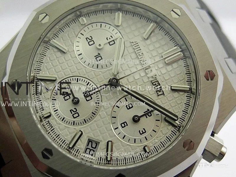 Royal Oak Chrono 26240 SS V2 DDF 1:1 Best Edition Silver Dial On Black Rubber Strap Super Clone DD4401 (SW Dial)