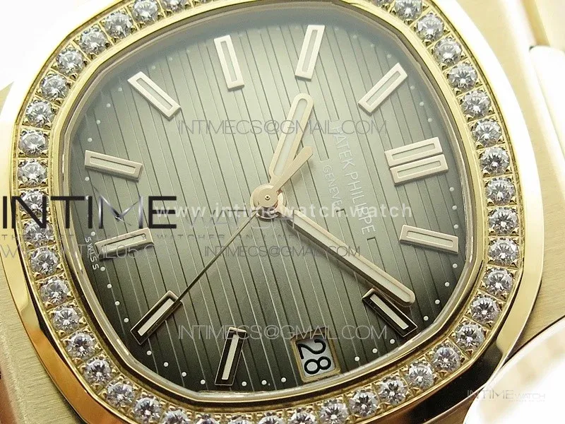 Nautilus 5711/1R Crystal Bezel PPF V4 1:1 Best Edition Brown Textured Dial on RG Bracelet 324CS