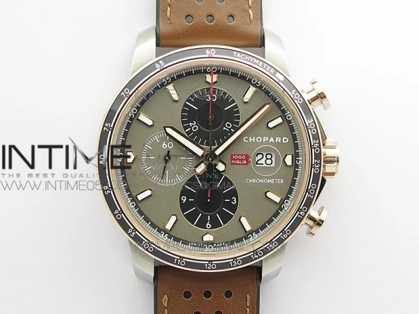 Mille Miglia 168571 SS/RG A7F 1:1 Best Edition Gray Dial On Brown Gummy Strap A7750 to Cal.107179