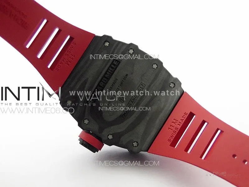 RM035-01 Forged Carbon Case KUF Best Edition Red Crown on Red Rubber Strap MIYOTA8215