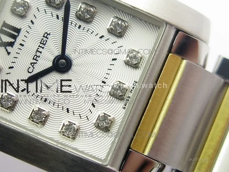 Tank Francaise Ladies 25mm SS/YG 8848F 1:1 Best Edition White Diamond Dial on SS/YG Bracelet Ronda Quartz