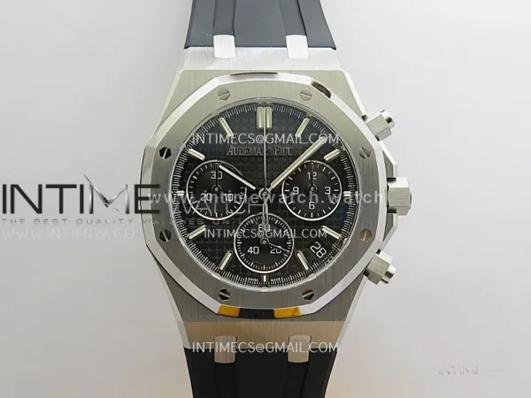Royal Oak Chrono 26240 SS V2 DDF 1:1 Best Edition Black Dial On Black Rubber Strap Super Clone DD4401 (SW Dial)