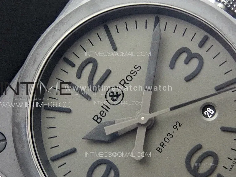 BR 03-92 Real Ceramic 1:1 Best Edition Gray Dial on Black Rubber Strap MIYOTA 9015