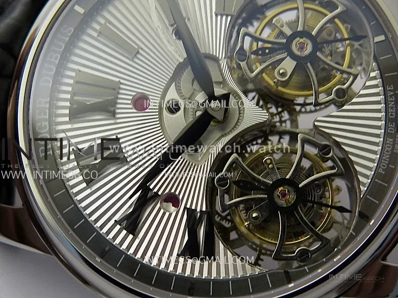 Hommage SS YSF Sliver Dial On Black Croco Leather Strap Double Tourbillon