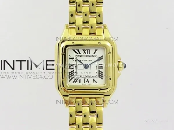 Panthère Secrete Ladies 22mm YG 8848F 1:1 Best Edition White Dial on YG Bracelet Ronda Quartz