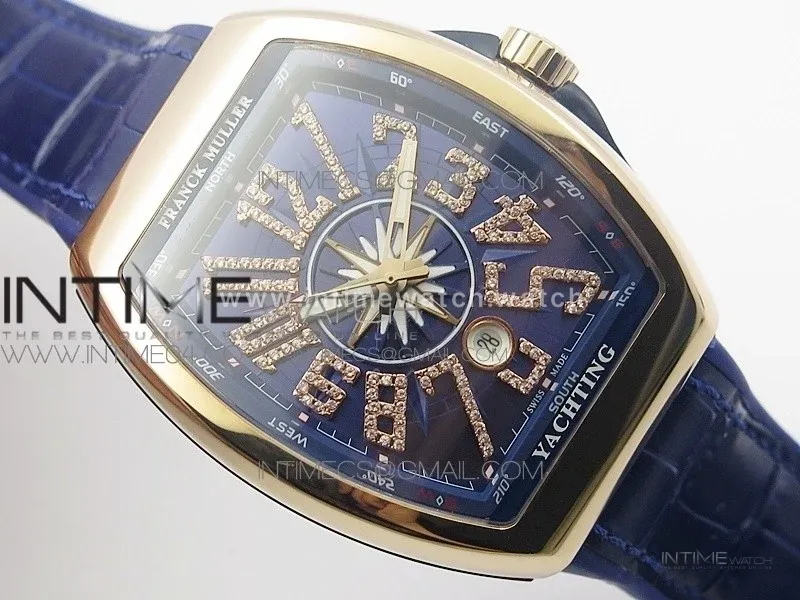 Vanguard V45 RG ABF Best Edition Blue Dial Diamonds Markers on Blue Gummy Strap A2813