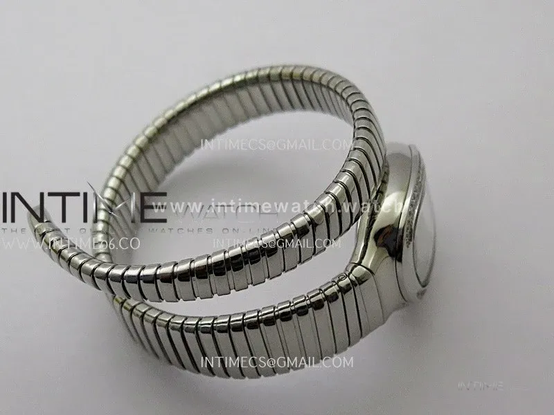 Serpenti 35mm Diamonds Bezel SS BVF 1:1 Best Edition Silver Dial on SS Bracelet Ronda Quartz