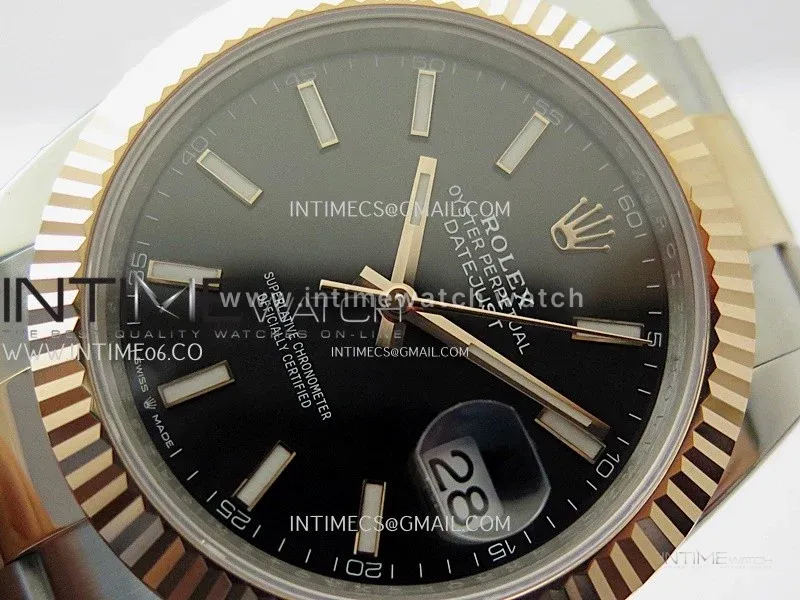 DateJust 41mm 126331 904 SS/RG ONE Factory 1:1 Black Dial Stick Markers On SS/RG Oyster Bracelet DD3235 V2