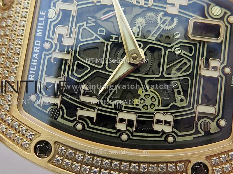 Mille Studio RM67-01 Real Power Reserve RG Black Skeleton Dial On White Rubber Strap CRMA7 Clone (Free Velcro Strap And Tool)