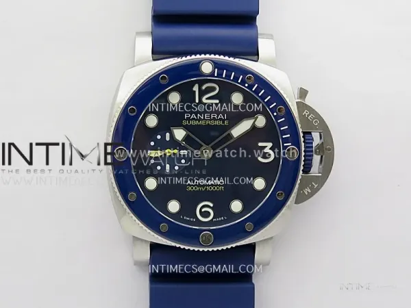PAM1676 44mm Submersible VSF 1:1 Best Edition Blue Dial On Blue Rubber Strap P.900 Super Clone