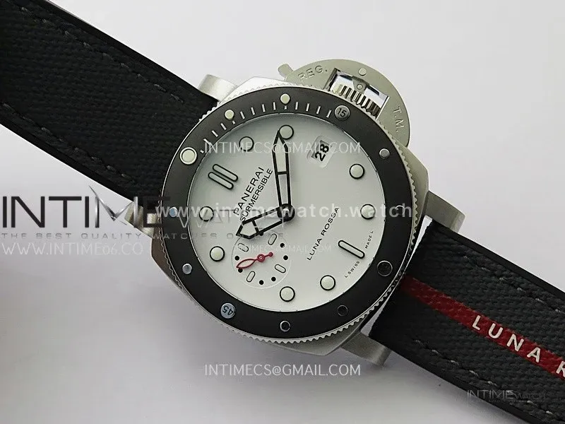 PAM1579 Luna Rossa Submersible 42mm VSF 1:1 Best Edition White Dial On Black Fabric Strap P900