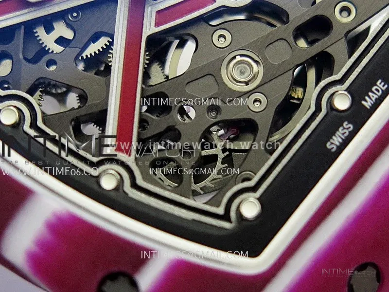 RM67-02 Mutaz Red NTPT Umi Office 1:1 Beat Edition Red Skeleton Dial On White Nylon Strap CRMA7 Clone V2