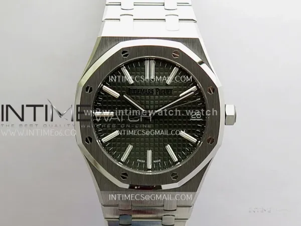 Royal Oak 41mm 15510 SS VSF 1:1 Best Edition Green Textured Dial On SS Bracelet Super Clone DD4302
