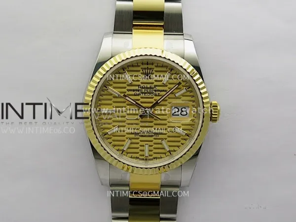 DateJust 126233 36mm 904L SS/YG ONE Factory 1:1 Best Edition Gold Fluted Dial Stick Marker On Oyster Bracelet DD3235