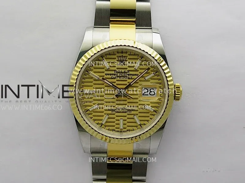 DateJust 126233 36mm 904L SS/YG ONE Factory 1:1 Best Edition Gold Fluted Dial Stick Marker On Oyster Bracelet DD3235