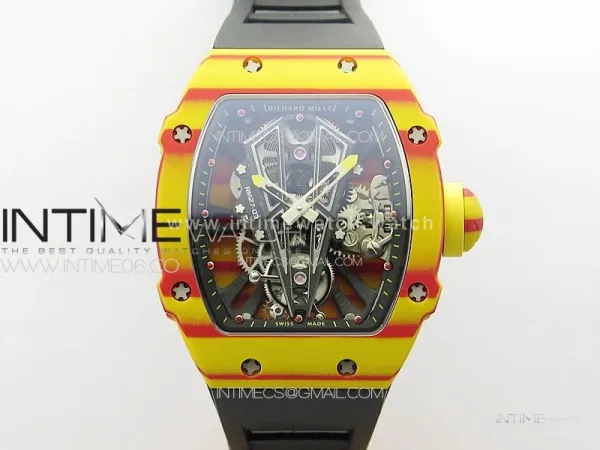 RM027-03 Real Tourbillon RMF Best Edition Orange/Red Carbon Skeleton Dial on Black Rubber Strap