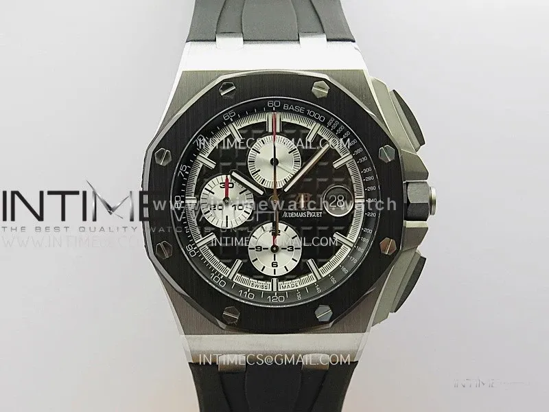 Royal Oak Offshore 44mm SS TKF 1:1 Best Edition Black Dial On Black Rubber Strap A3126