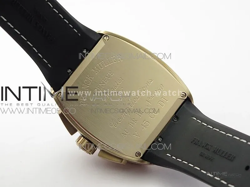 Vanguard V45 Chrono Brushed RG ABF Best Edition Black Dial on Black Gummy Strap A7750