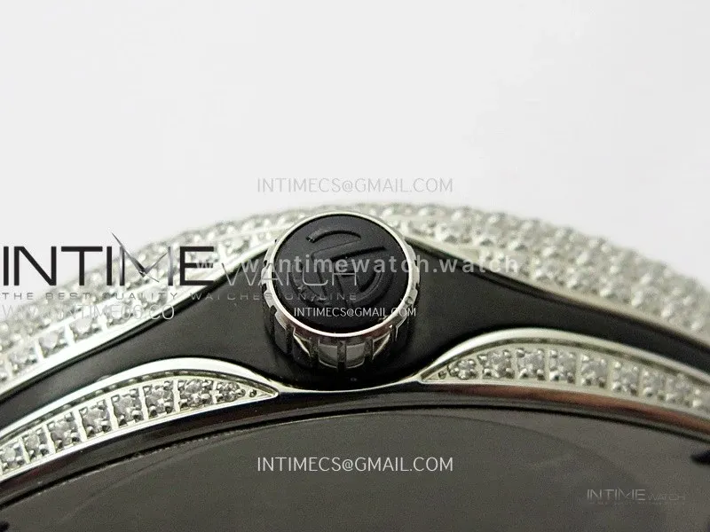 Vanguard V45 Full Diamonds ABF Best Edition Full Paved Diamonds On White Gummy Strap A2824