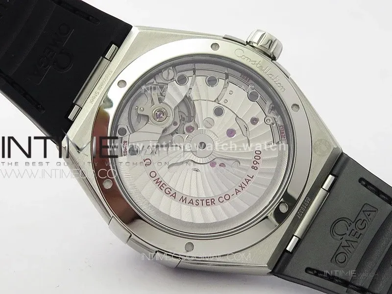 Constellation 41mm SS/Black Ceramic Bezel VSF 1:1 Best Edition Black Dial on Black Gummy Strap A8900