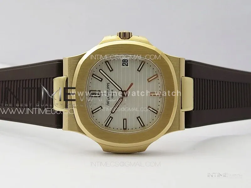 Nautilus 5711/1R PPF 1:1 Best Edition White Textured Dial on Brown Rubber Strap 324CS
