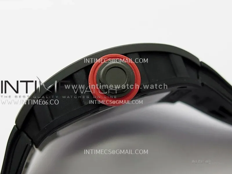 RM055 Red Crown Black Inner Black Ceramic ZF 1:1 Best Edition Skeleton Dial On Black Rubber Strap RMUL2 Super Clone