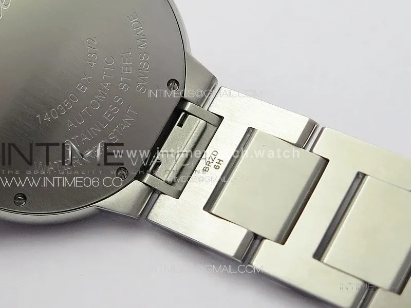Ballon Bleu 36mm SS 3KF 1:1 Best Edition White Textured Dia Markers Dial on SS Bracelet A076