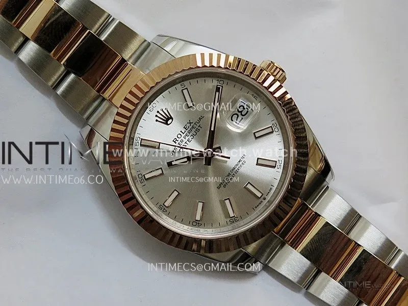 DateJust 41mm 126331 904 SS/RG ONE Factory 1:1 Silver Dial Stick Markers On SS/RG Oyster Bracelet DD3235 V2