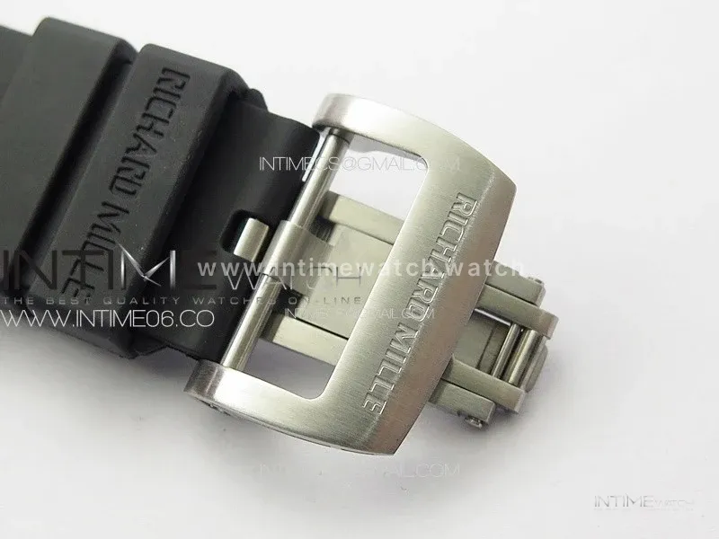 RM001 Real PR SS YSF Skeleton Dial on black Rubber Strap Asian Tourbillon