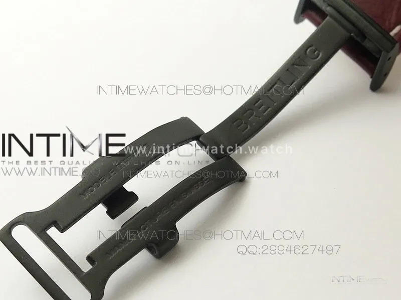 Avenger GMT DLC Black Stick Marker Textured Dial Red Inner Bezel on Leather strap A2836