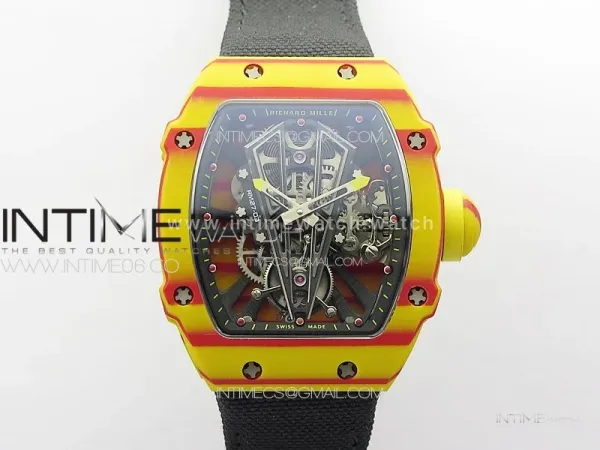 RM027-03 Real Tourbillon RMF Best Edition Orange/Red Carbon Skeleton Dial on Black Nylon Strap