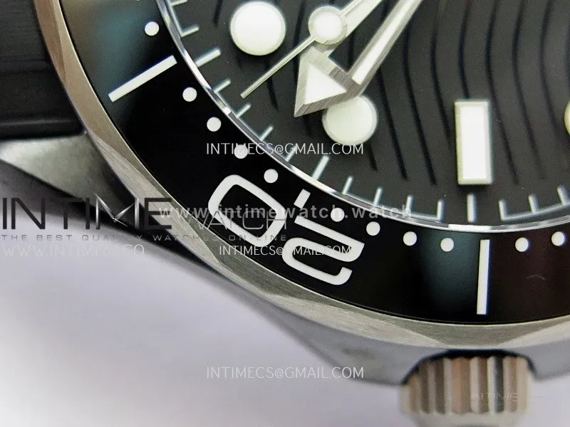 Seamaster Diver 300M Black Ceramic/SS VSF 1:1 Best Edition Black Dial On Black Rubber Strap Super Clone Asian 8806