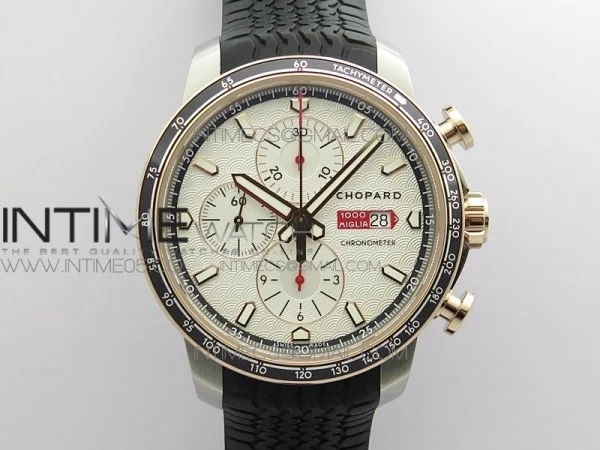 Mille Miglia 168571 SS/RG A7F 1:1 Best Edition White Dial On Black Rubber Strap A7750 to Cal.107179