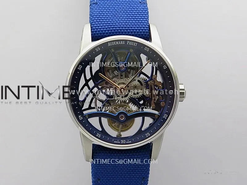 Code 11.59 26600NB SS APPF Best Edition Blue Skeleton Dial on Blue Nylon Strap Asian Tourbillon