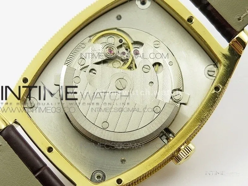 Heritage @12 big date YG HGF White Dial Blue Roman Markers on Brown Leather Strap A23J